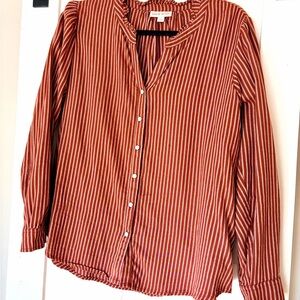 Knox Rose Rust Striped Button-Down Shirt (pearl snap buttons)